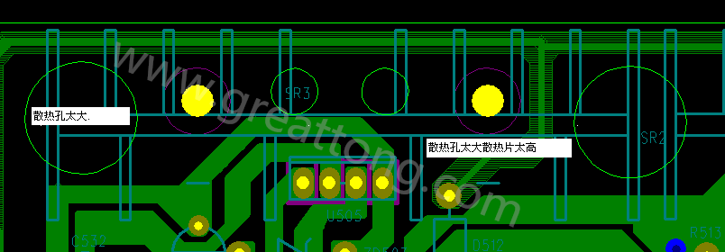 PCB設計中，散熱孔散熱片設計不當，造成很多電源板斷裂