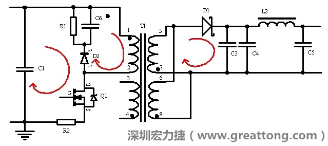 元件布局的時(shí)候，要優(yōu)先考慮高頻脈沖電流和大電流的環(huán)路面積，盡可能地減小,以抑制開關(guān)電源的輻射干擾