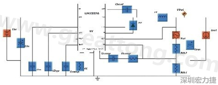 參考圖1的電流通路：把FET在導(dǎo)通狀態(tài)下流經(jīng)的通路標(biāo)記為紅色；把FET在關(guān)斷狀態(tài)下的迴路標(biāo)記為綠色。