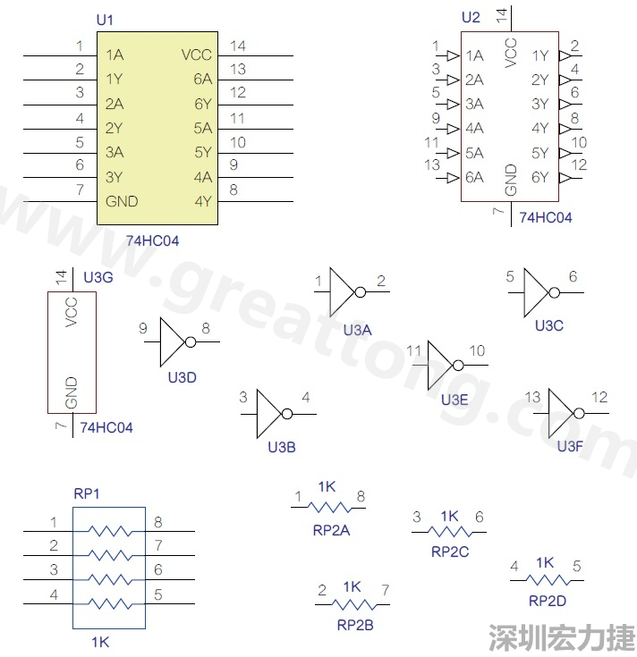 圖1 半導體元件供應商所畫的電路圖符號是模擬元件的接腳圖，而非訊號流程。