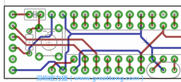 4.2. 然后在電路板的背面進(jìn)行布線(xiàn)。