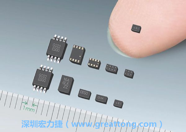 常規(guī)IC與WLP制作的封裝設計元件，尺寸有極大的差異，WLP僅需晶粒尺寸就有相同的電氣特性。
